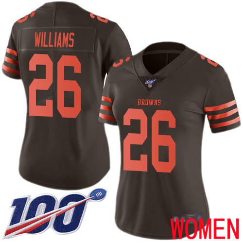 Cleveland Browns Greedy Williams Women Brown Limited Jersey 26 NFL Football 100th Season Rush Vapor Untouchable